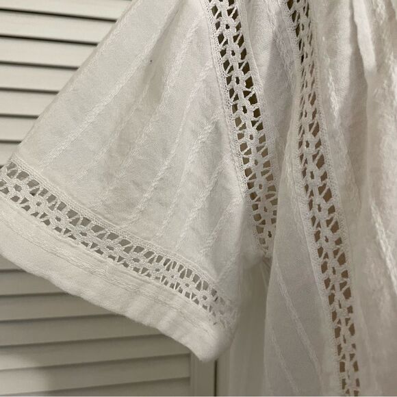 Lucky Brand White Lace Details Buttoned Down Flowy Shirt Sz-XS - Picture 4 of 15